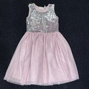 Girls‎ Sequins Dress Size 7/8 Glitter Tulle Sparkly Party Pink Sleeveless